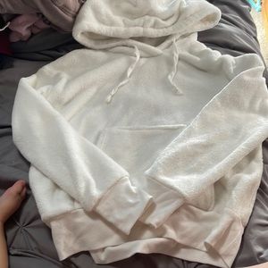 Fluffy white hoodie